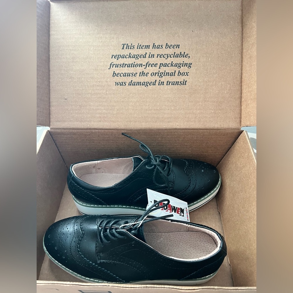 NWT Black Platform Oxford Shoes | Wingtip Brogue | Lace-Up | Women’s Size 8 - Picture 2 of 13